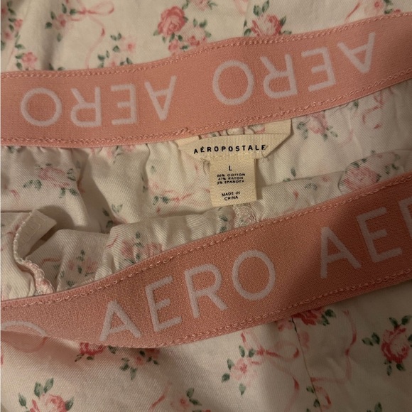 NWOT Aeropostale Pink Floral bow woven pajama pants size Large - Picture 5 of 8
